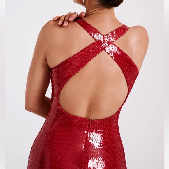 NWT. MESHKI Eliza Rose Sequin Maxi Dress - Red - Picture 5 of 5